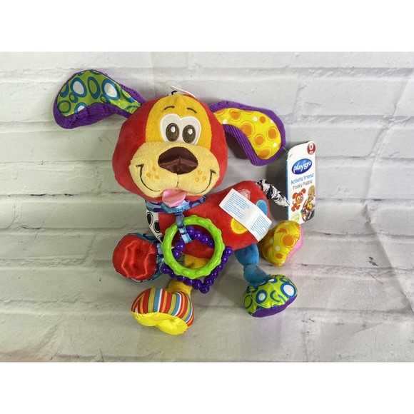 Playgro Activity Friend Pooky Puppy Dog Colorful Baby Rattle Teething Ring Toy - Picture 1 of 6